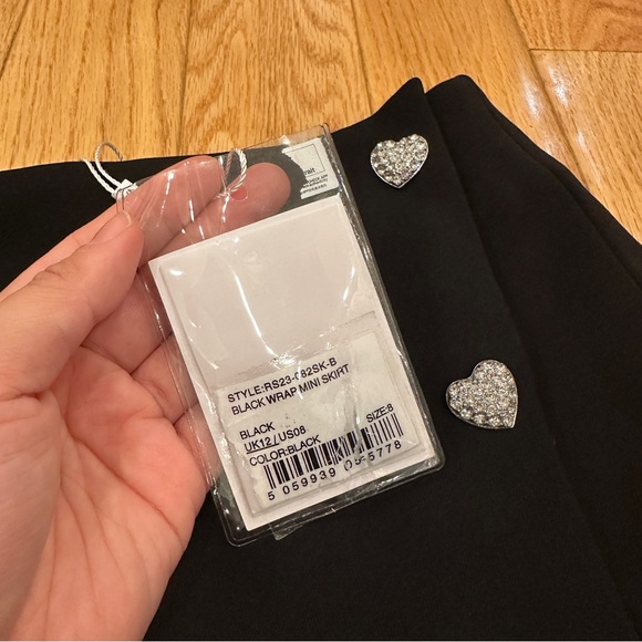 Self Portrait Rhinestone Heart Wrap Mini Skirt with Slit - Picture 7 of 7